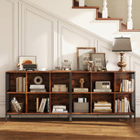 6 Cube Bookcase 110cm Wide Horizontal Bookshelf with Heavy-Duty Metal Frame