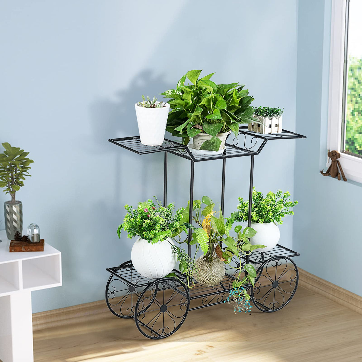 4-Tier Flower Stand, Iron Plant Stand for Indoor & Outdoor Use