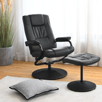 360° Swivel Recliner & Ottoman Set Faux Leather Lounge Chair Home Office