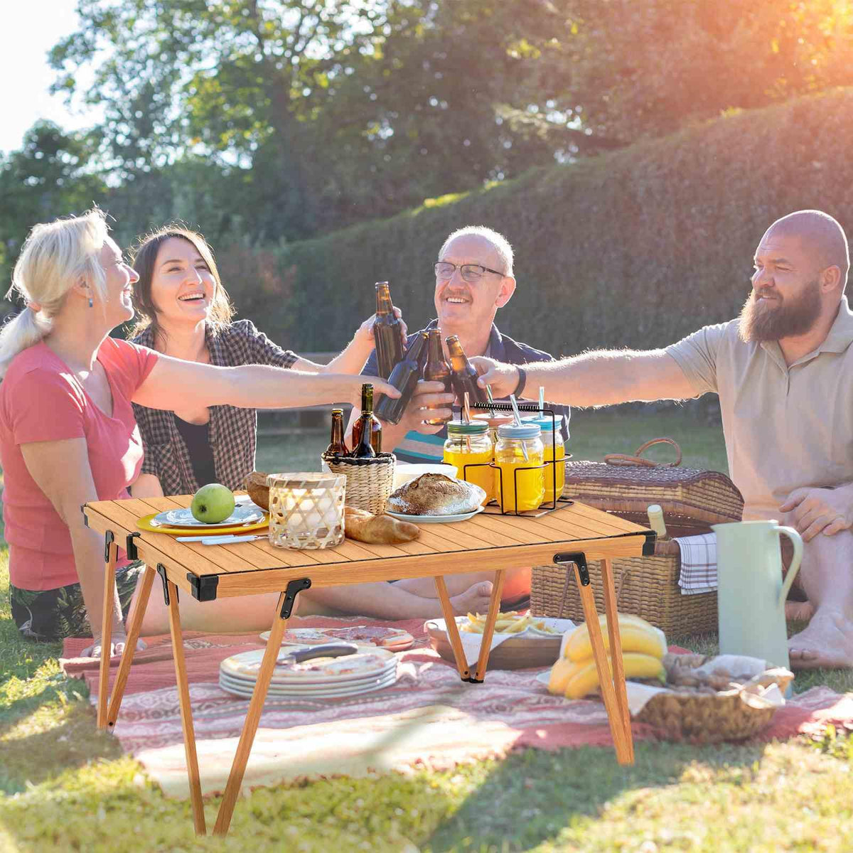 Folding Camping Table with Storage Bag and Waterproof Desktop