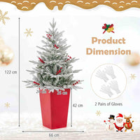 122 CM Pre-lit Artificial Entrance Christmas Tree Potted with 313 Branch Tips