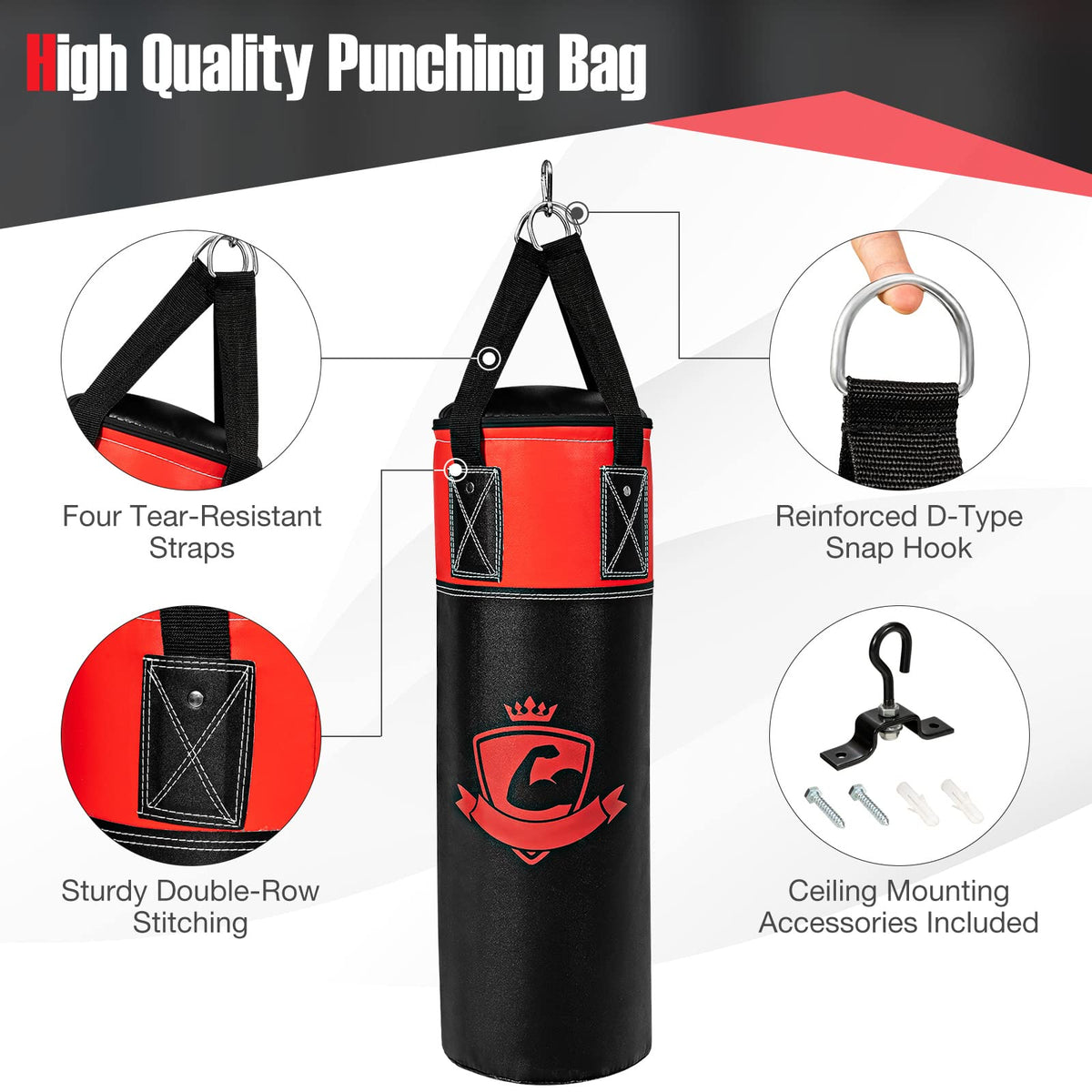 5 kg Kids Hanging Punching Bag Set w/ Punch Gloves, Suitable for 3+ Boys & Girls