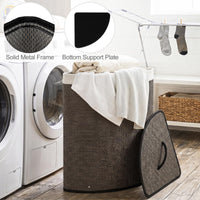 Giantex Corner Bamboo Laundry Hamper w/Lid, 57 L Capacity Clothes Hamper