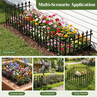 5/10-Pack Metal Garden Fence 280/560x44cm No Dig Border for Lawn Pathway