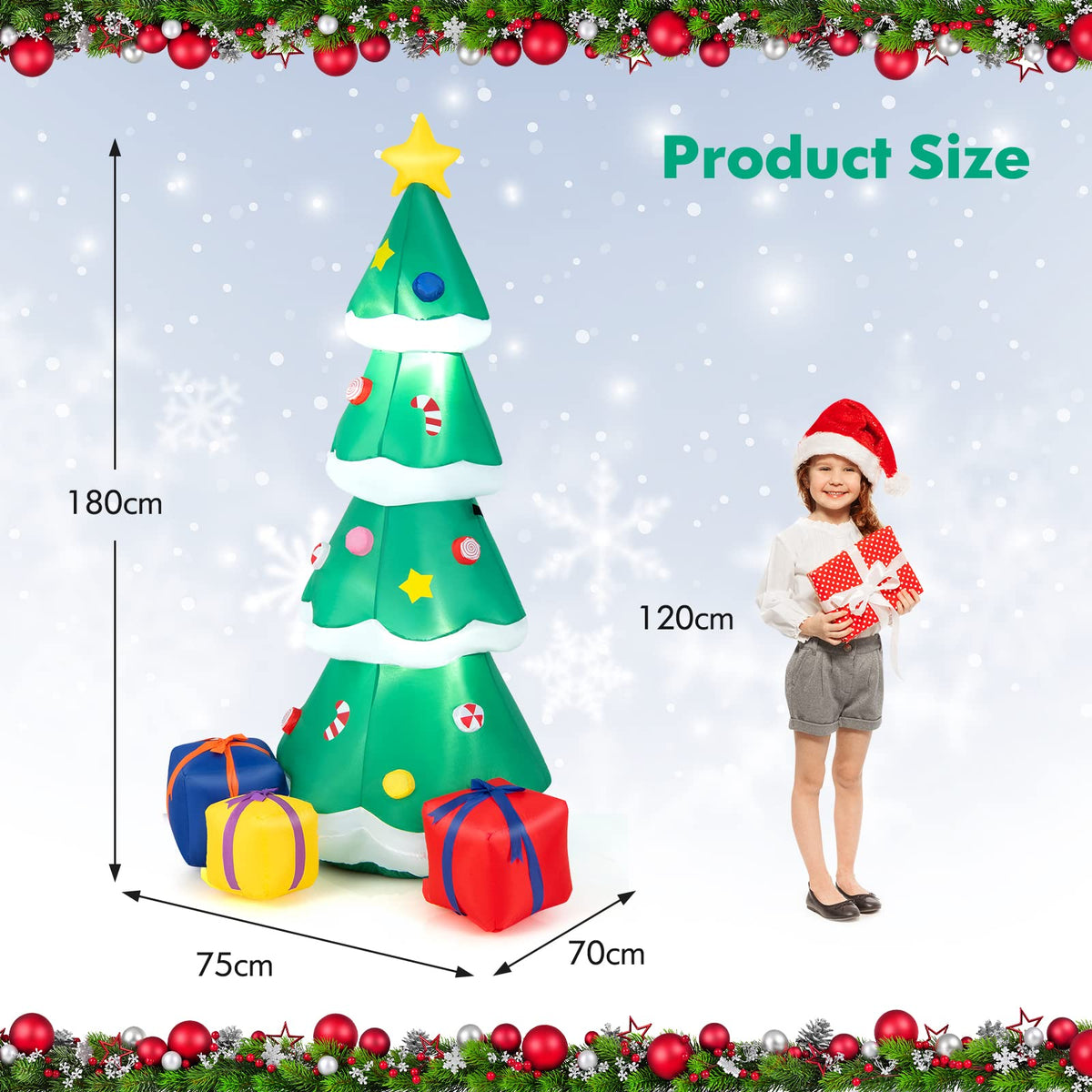 180CM Inflatable Christmas Tree with Gift Boxes & LED Light