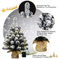 67cm Pre-Lit Snow Flocked Tabletop Christmas Tree with 8 Flash Modes