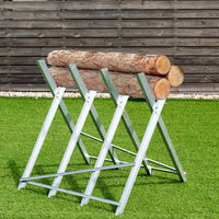 Foldable Sawhorse, Heavy-Duty Metal Log Sawhorse Stand