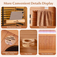 Infrared Wooden Sauna Room for 2 People with Heating Panels and Red Light Tubes