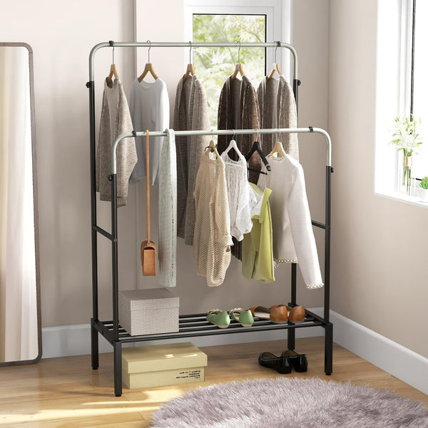 Giantex Double Rod Clothes Garment Rack with Adjustable Heights