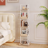 5-Tier Rotating Bookshelf Tower with 360° Spinning Design