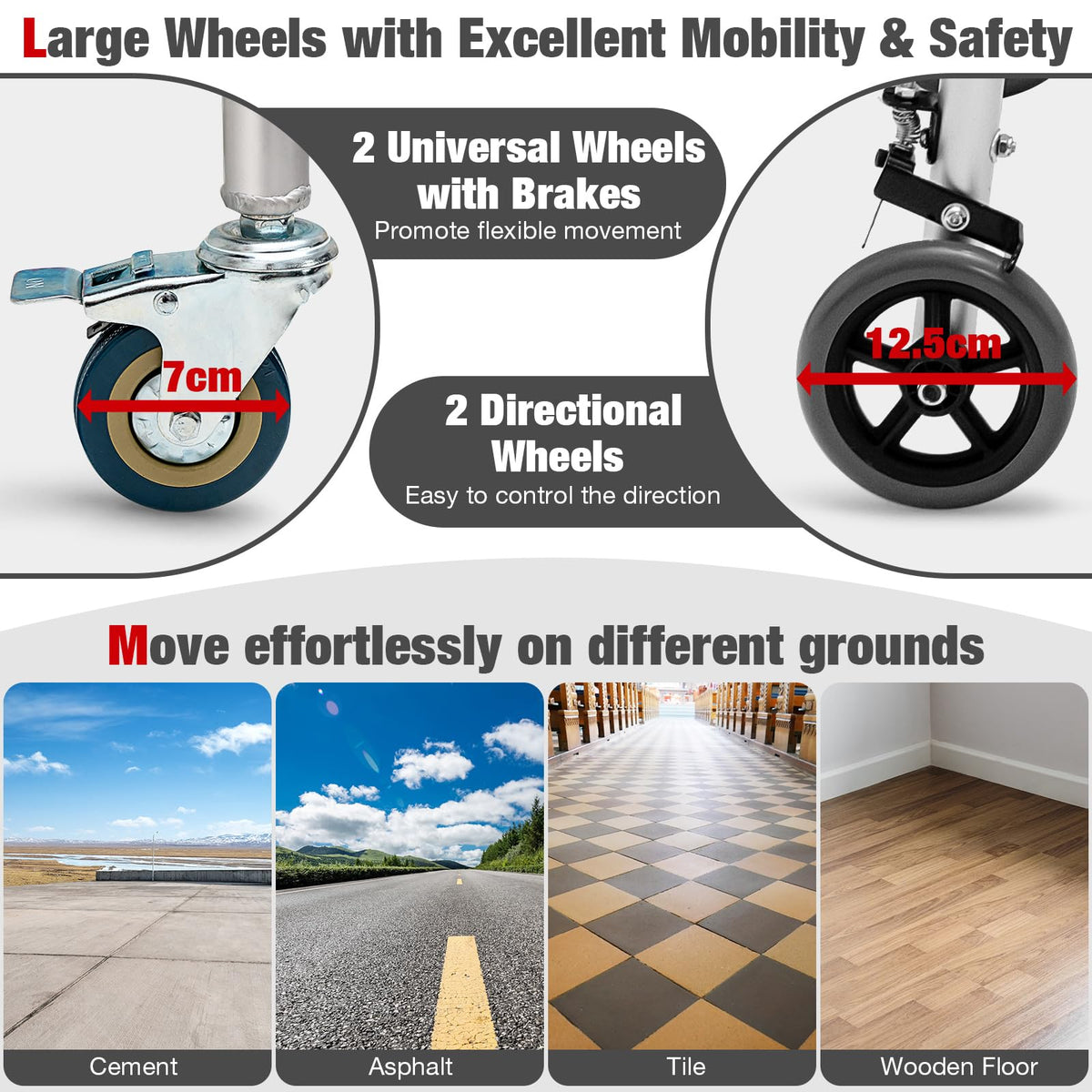 2-Button Folding Walker, Height Adjustable Walking Aid