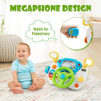Kids Steering Wheel Simulated Driving Toy Set with Lights & Sounds