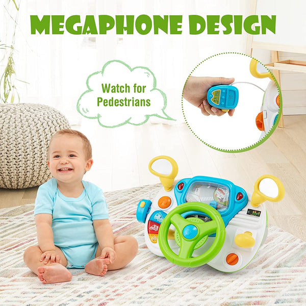 Kids Steering Wheel Simulated Driving Toy Set with Lights & Sounds
