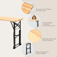 Patio Folding Picnic Table, Outdoor Large Beer Table with Adjustable Heights