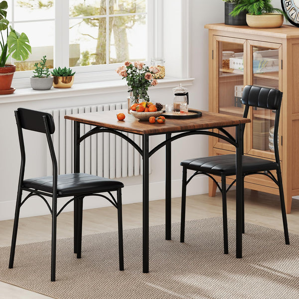 3-Piece Dining Table Set, Square Kitchen Table & 2 Chairs