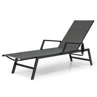 Wicker Outdoor Chaise Lounge, Rattan Garden Sun Lounge Chair w/5 Adjustable Backrest Heights