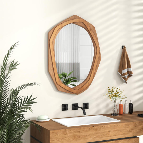 90 x 66 cm Irregular Framed Water Proof Wall Mirror with Expansion Screws