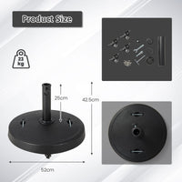 23KG Outdoor Umbrella Base w/Wheels, Handles, 52CM Round Table Market Umbrella Stand