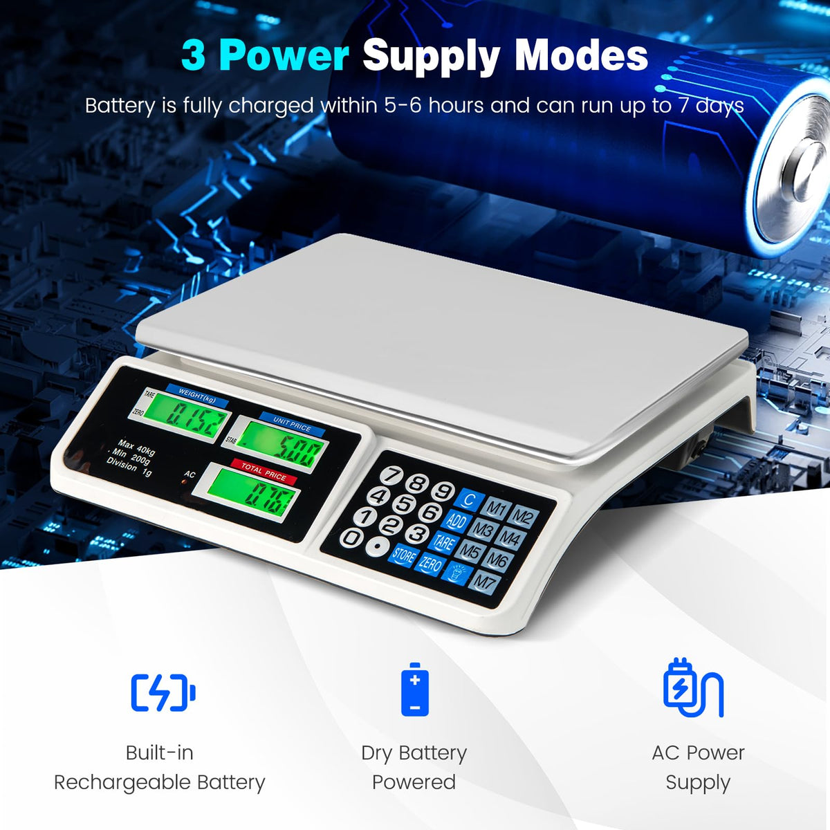 Giantex 40 kg Digital Kitchen Scale, High Precision Digital Commercial Food Meat Weighting Scale