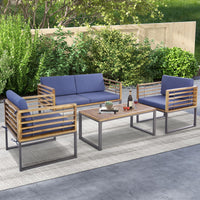 4 Piece Patio Chair Set with Soft Seat & Back Cushions for Backyard