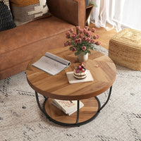 2-Tier Round Coffee Table w/Storage