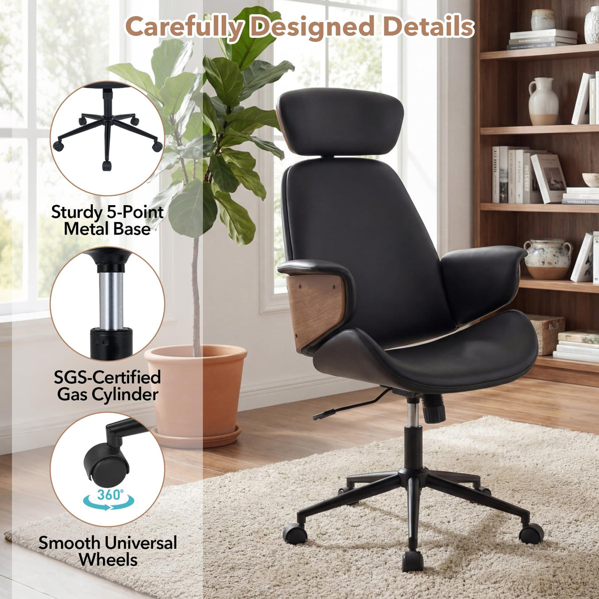 Ergonomic Office Chair with Headrest and Adjustable Height