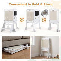 Foldable Toddler Tower with 3 Using Modes Step Stool Standing Kitchen Tower
