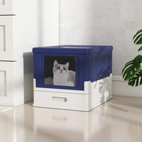 Foldable Cat Litter Box with Lid, Large Fully Enclosed Cat Toilet