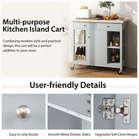 Giantex Kitchen Island on Wheels, Rolling Cart with Open Shelves, Storage Drawers & Cabinet
