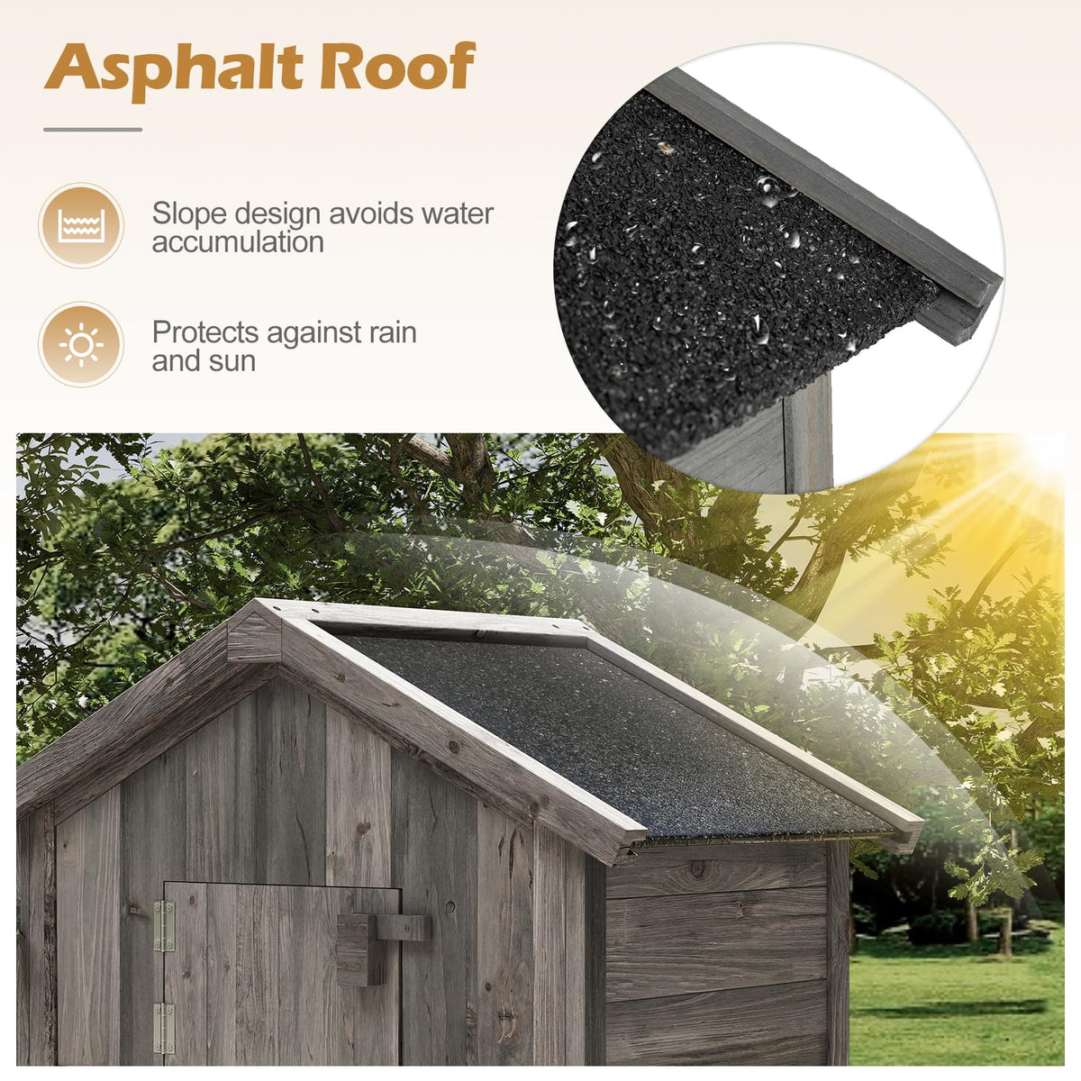 Wood Garden Storage Shed with Lockable Barn Door and Removable Shelves for Outdoor