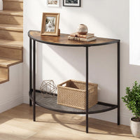 Half Moon Console Table 2-Tier Narrow Entryway Table with Storage Shelf
