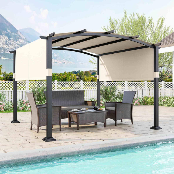 3x3M Outdoor Pergola with Retractable Sunshade Canopy