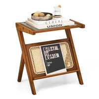 Giantex Boho End Table with Magazine Rack