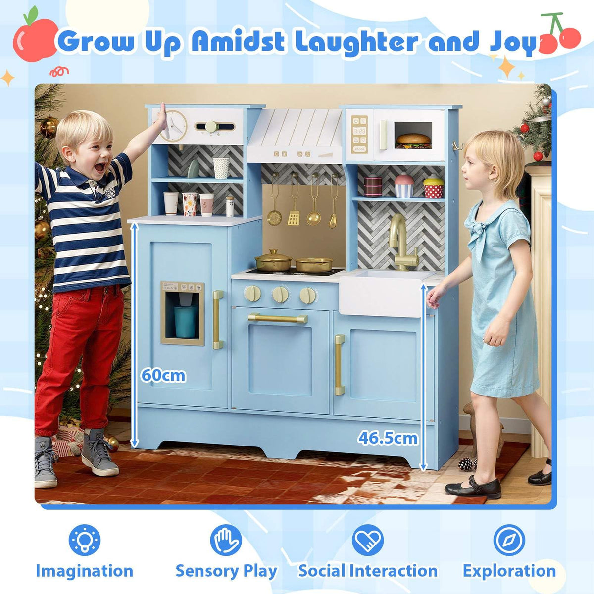 Kids Kitchen Playset, Wooden Pretend Play Kitchen