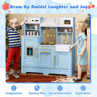 Kids Kitchen Playset, Wooden Pretend Play Kitchen
