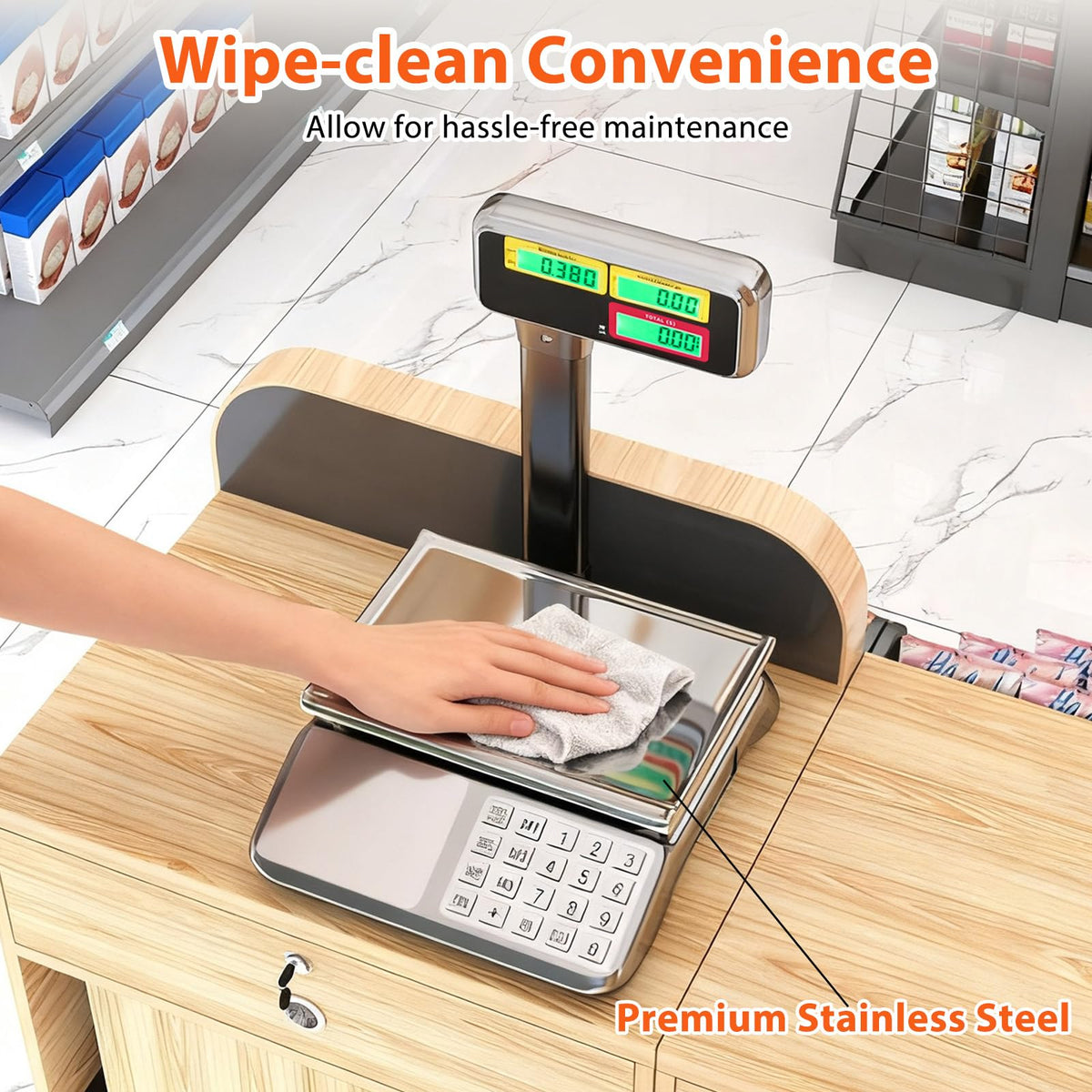 40kg Price Computing Scale with Pole Dual LCD Display and Counting Function