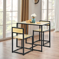 Giantex 3 Piece Dining Set, Industrial Dining Table w/ 2 Chairs, Small Kitchen Table Set (Natural)