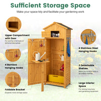 Garden Storage Shed, 180.5CM Tall Outdoor Storage Cabinet with Lockable Doors