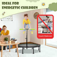 Foldable Mini Trampoline with Height Adjustable Handrail for Kids Adults