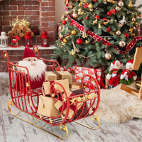Red Santa Sleigh, Metal Christmas Santa Sleigh