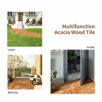 27 Pieces Acacia Wood Interlocking Patio Deck Tile Indoor Outdoor