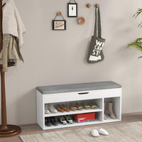 Shoe Bench with 3 Open Shelves and 1 Closed Shelf for Living Room