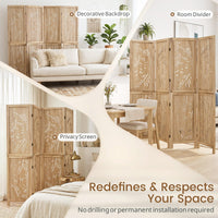 Giantex 4/6-Panel Wooden Room Divider Privacy Screen (4-Panel)