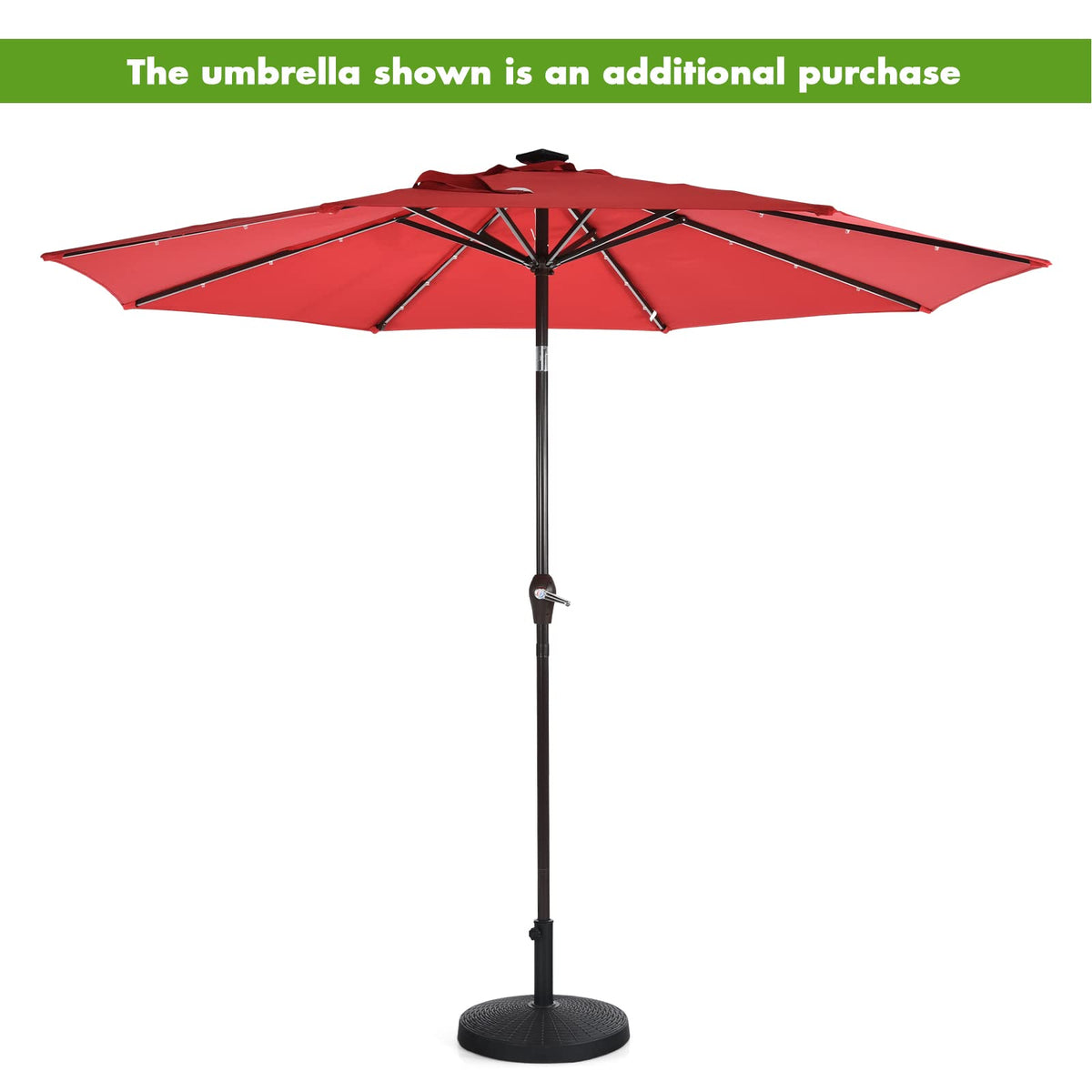 Round Patio Umbrella Base, Outdoor Resin Umbrella Stand W/Rattan Design