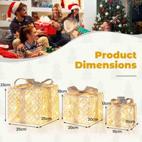 3 Pack Christmas Lighted Gift Box with 50 LED Lights and Bows