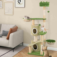 160cm Cat Tree Multi-Level Aesthetic Stripped Kitten Tower w/Sisal Posts Indoor