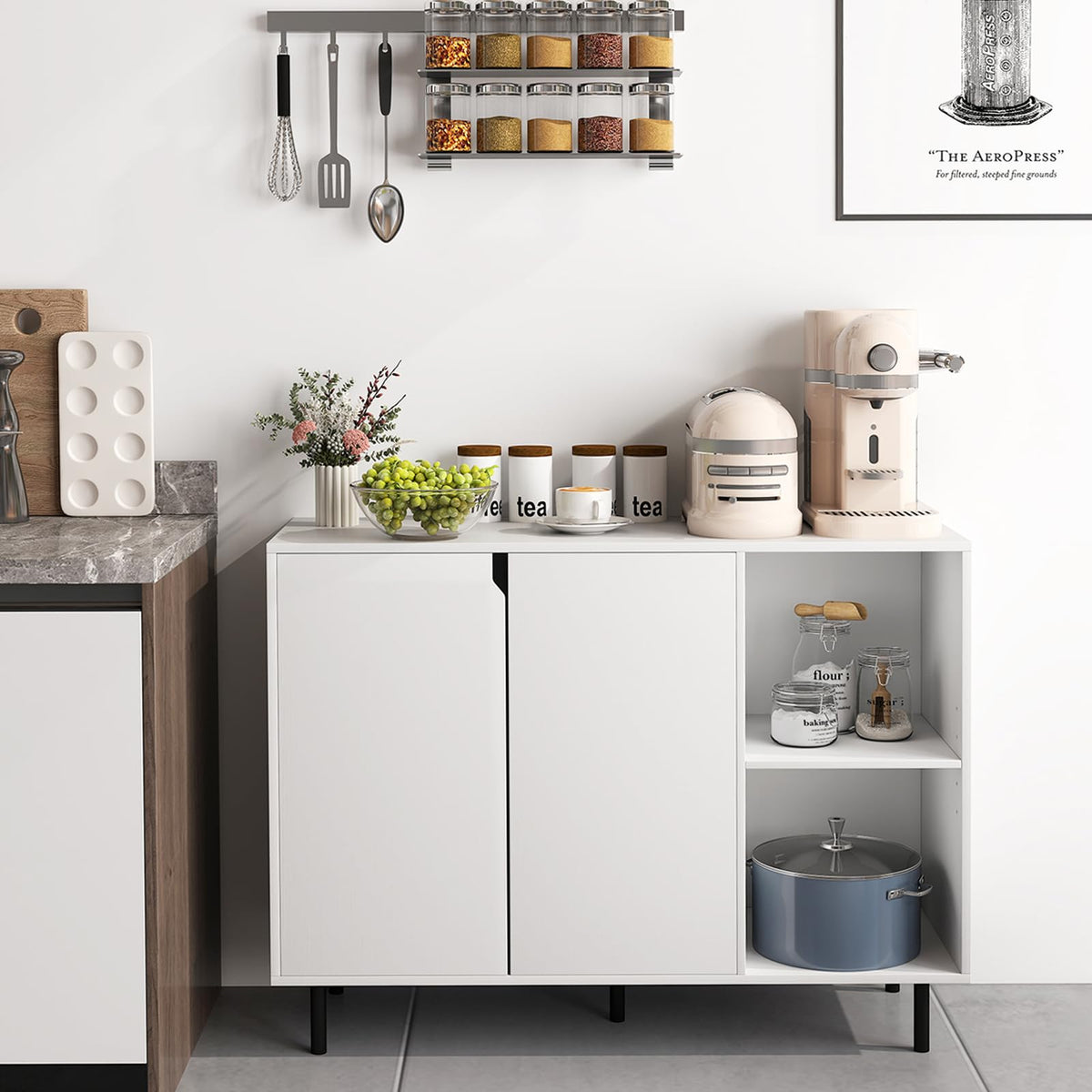Giantex 106 cm Sideboard Buffet Cabinet, Modern Kitchen Storage Cabinet