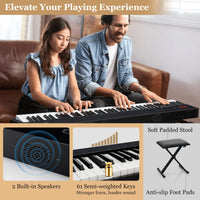 61-Key Portable Electronic Keyboard Piano Complete Digital Piano Set