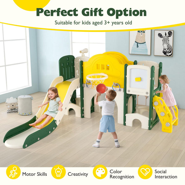10 in 1 Toddler Slide Set, Kids Slide and Climber Playset with Magnetic Whiteboard