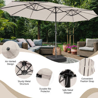 4.7M Double-Sided Patio Umbrella with Solar Lights for Poolside Garden Yard